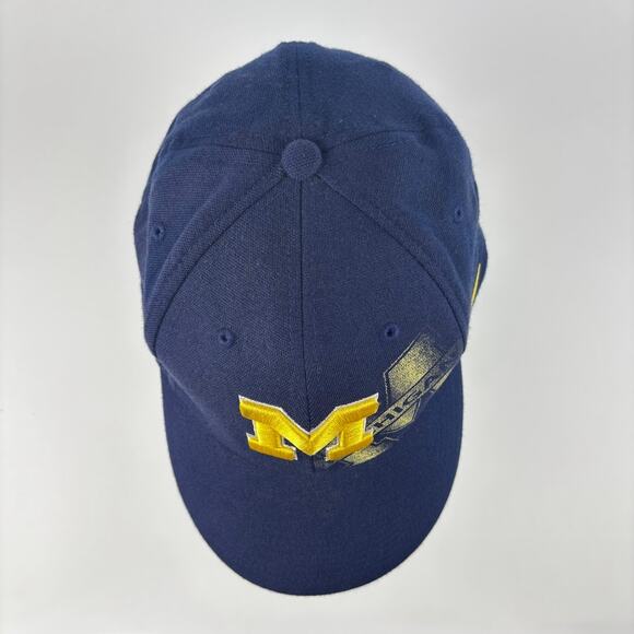 Michigan Wolverines Hat Nike Team Fitted M/L Swoosh Flex Blue - Picture 6 of 11